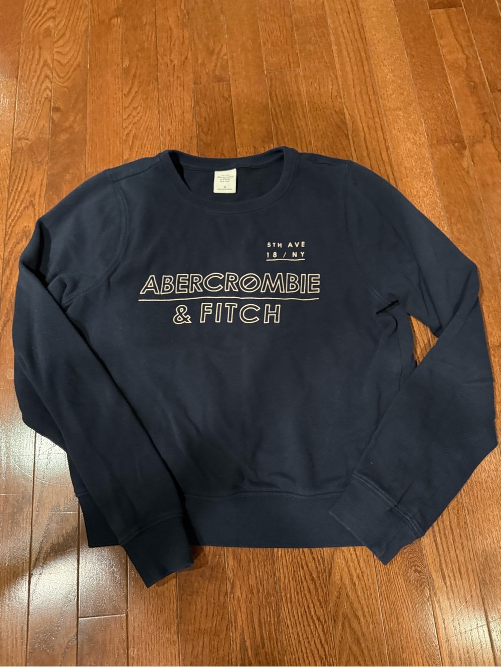 Abercrombie & Fitch Navy Crewneck with White Logo